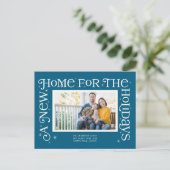 Blue New Home for the Holidays Photo  Feestdagenkaart (Staand voorkant)