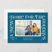 Blue New Home for the Holidays Photo  Feestdagenkaart (Voorkant / Achterkant)