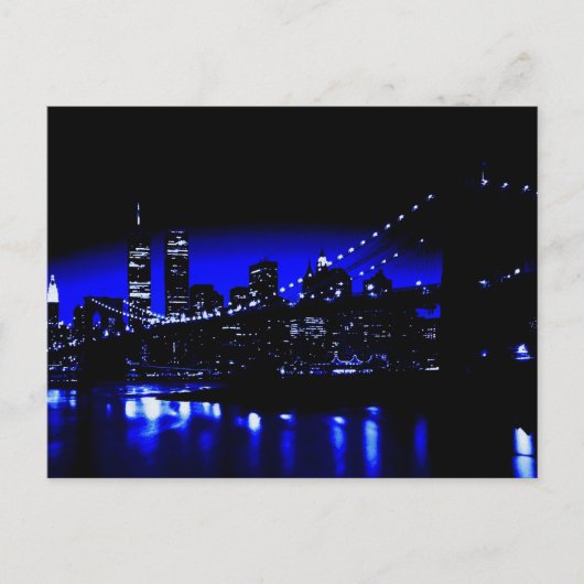 Blue New York City Brooklyn Bridge Briefkaart (Voorkant)