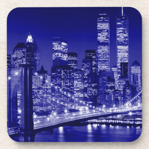 Blue New York City nacht Bier Onderzetter