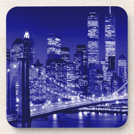 Blue New York City nacht Bier Onderzetter (Voorkant)