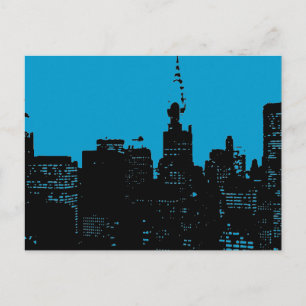 Blue New York City nacht Briefkaart