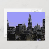 Blue New York City nacht Briefkaart (Voorkant / Achterkant)
