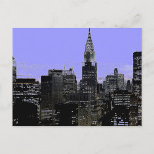 Blue New York City nacht Briefkaart