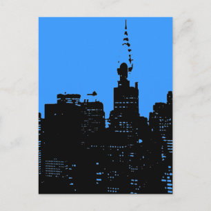 Blue New York City nacht Briefkaart