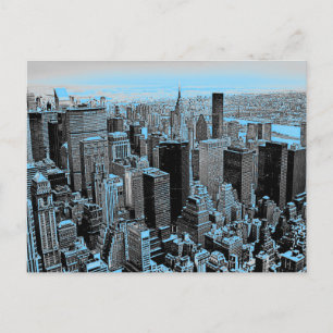 Blue New York City nacht Briefkaart