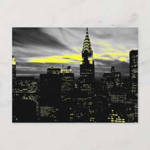 Blue New York City nacht Briefkaart