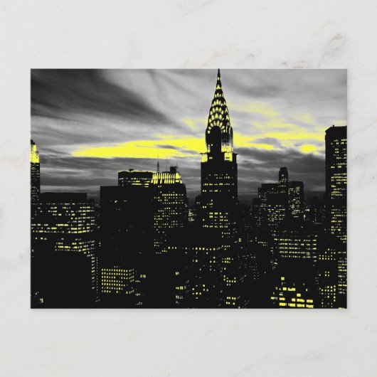 Blue New York City nacht Briefkaart (Voorkant)