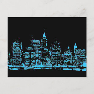 Blue New York City nacht Briefkaart