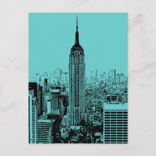 Blue New York City nacht Briefkaart