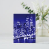 Blue New York City nacht Briefkaart (Staand voorkant)
