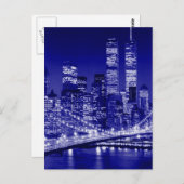 Blue New York City nacht Briefkaart (Voorkant / Achterkant)