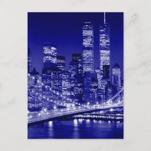 Blue New York City nacht Briefkaart