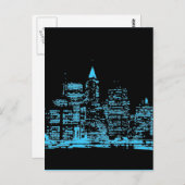 Blue New York City nacht Briefkaart (Voorkant / Achterkant)