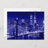 Blue New York City nacht Briefkaart (Voorkant / Achterkant)