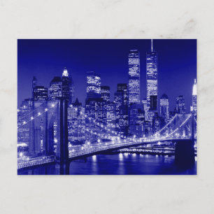 Blue New York City nacht Briefkaart