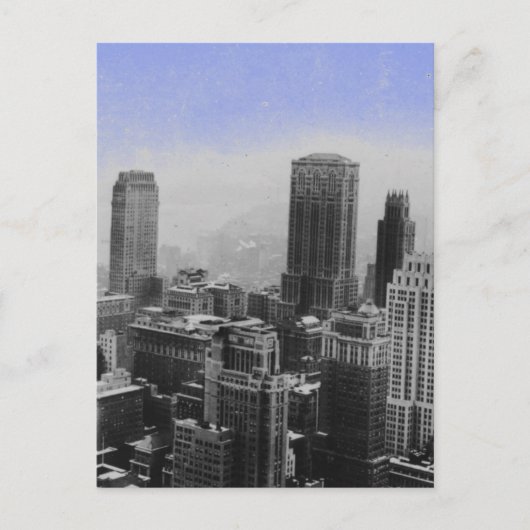 Blue New York City nacht Briefkaart (Voorkant)