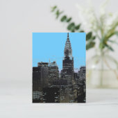 Blue New York City nacht Briefkaart (Staand voorkant)