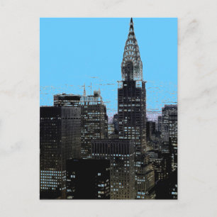 Blue New York City nacht Briefkaart
