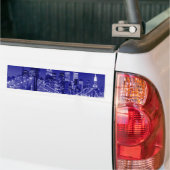 Blue New York City nacht Bumpersticker (Op Truck)