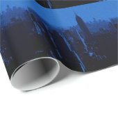 Blue New York City nacht Cadeaupapier (Rol Hoek)