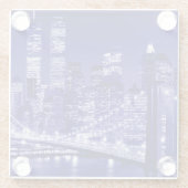 Blue New York City nacht Glazen Onderzetter (Achterkant)