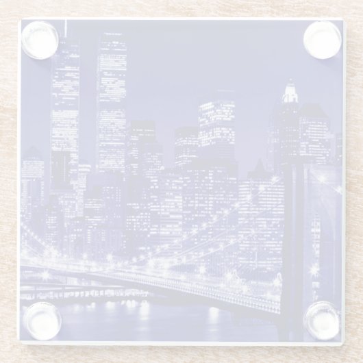 Blue New York City nacht Glazen Onderzetter (Achterkant)