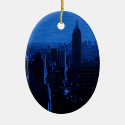 Blue New York City nacht Keramisch Ornament (Voorkant)
