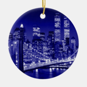 Blue New York City nacht Keramisch Ornament