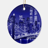 Blue New York City nacht Keramisch Ornament (Links)