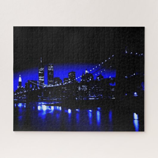 Blue New York City nacht Legpuzzel (Horizontaal)