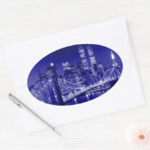 Blue New York City nacht Ovale Sticker (Envelop)
