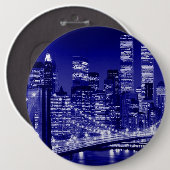 Blue New York City nacht Ronde Button 6,0 Cm (Voorkant /achterkant)