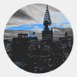 Blue New York City nacht Ronde Sticker