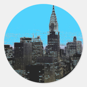 Blue New York City nacht Ronde Sticker