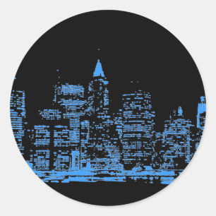 Blue New York City nacht Ronde Sticker