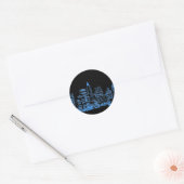 Blue New York City nacht Ronde Sticker (Envelop)