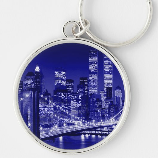 Blue New York City nacht Sleutelhanger (Voorkant)