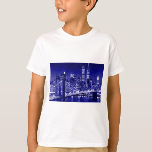 Blue New York City nacht T-shirt