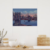 Blue New York City Night Artwork Poster (Keuken)