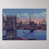  Blue New York City Night Artwork Poster (Voorkant)