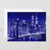 Blue New York City Night Feestdagenkaart (Voorkant / Achterkant)