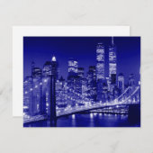 Blue New York City Night Feestdagenkaart (Voorkant / Achterkant)