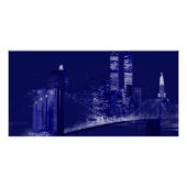 Blue New York City Night Pop Art Perfect Poster (Voorkant)
