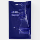 Blue New York City Night Pop Art Spandoek (Verticaal)