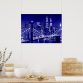 Blue New York City Night Poster (Keuken)