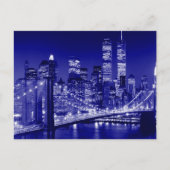 Blue New York City Night Uitnodiging Briefkaart (Voorkant)