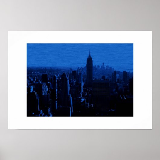 Blue New York City White Border Poster (Voorkant)