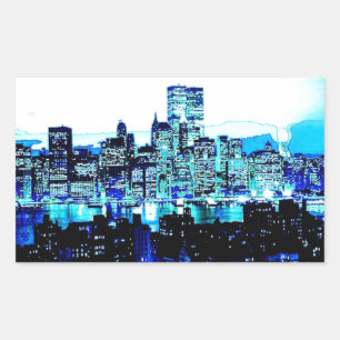 Blue New York Rechthoekige Sticker