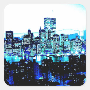 Blue New York Vierkante Sticker